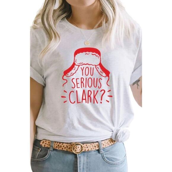 BELLA-CANVAS "YOU SERIOUS CLARK- CHRISTMAS TREE" UNISEX S/L Tee Sz L - Picture 1 of 4